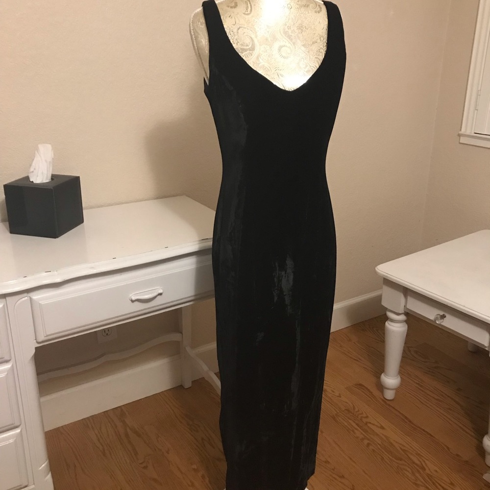 Black velour long dress
